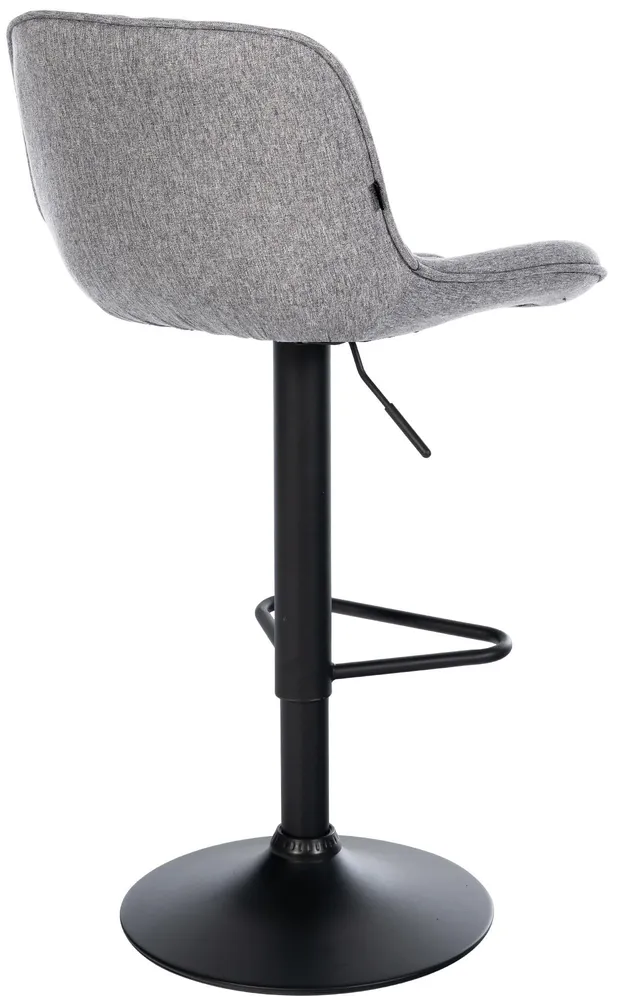 Tabouret de bar x1 repose-pieds hauteur réglable en tissu gris manifeste coutures losange cadre métal noir 10_0005872