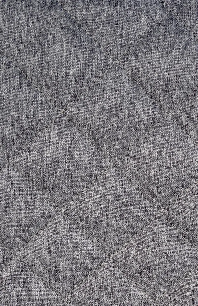 Tabouret de bar x1 repose-pieds hauteur réglable en tissu gris manifeste coutures losange cadre métal noir 10_0005872