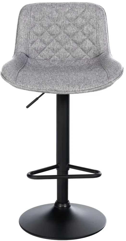 Tabouret de bar x1 repose-pieds hauteur réglable en tissu gris manifeste coutures losange cadre métal noir 10_0005872