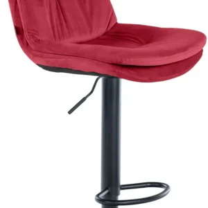 Tabouret chaise haute x1 pour cuisine et bar à assise moelleuse en velours rouge cadre en métal noir 10_0005920