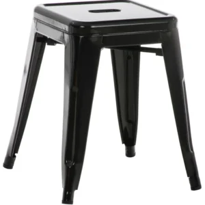 Tabouret hauteur 46 cm design industriel en métal noir 10_0005879