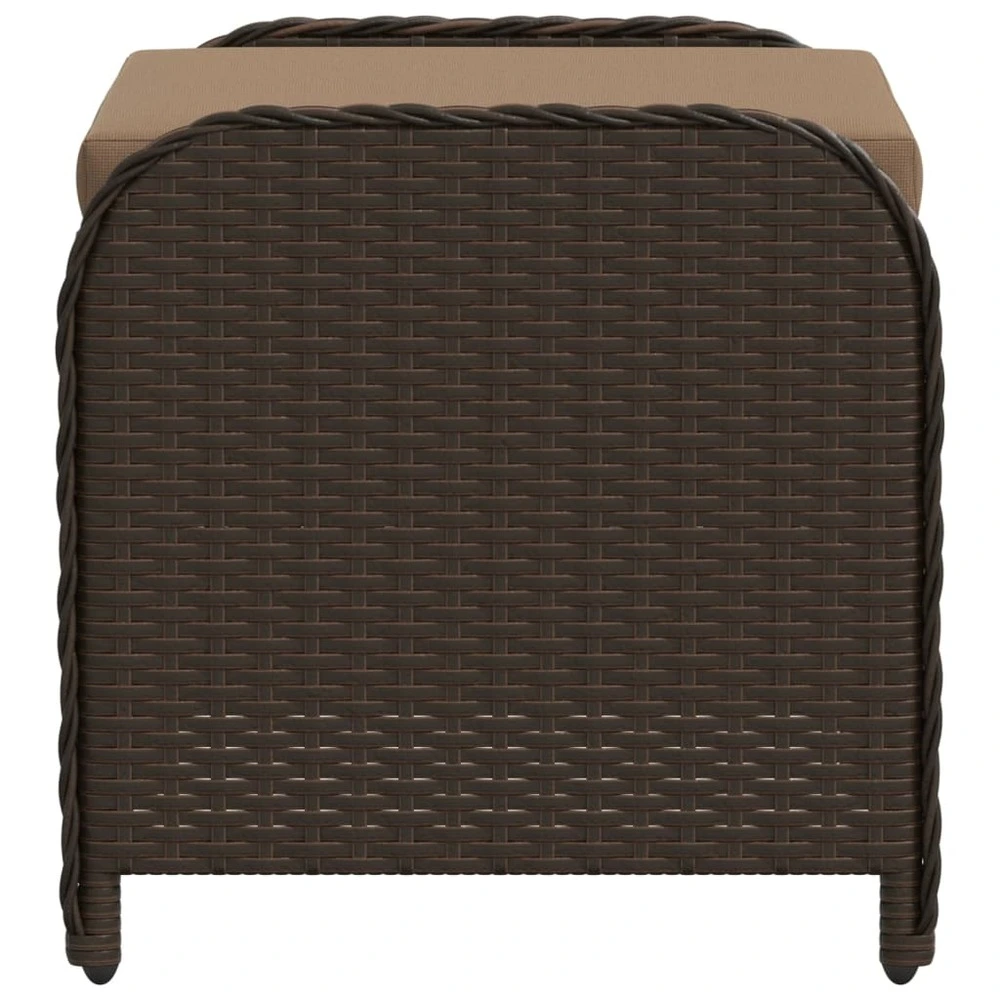 Tabouret de jardin avec coussin brun 58x46x46 cm résine tressée