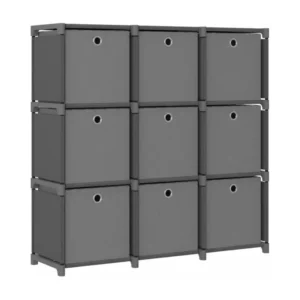 Étagère à 9 cubes avec boîtes Gris 103x30x107,5 cm Tissu