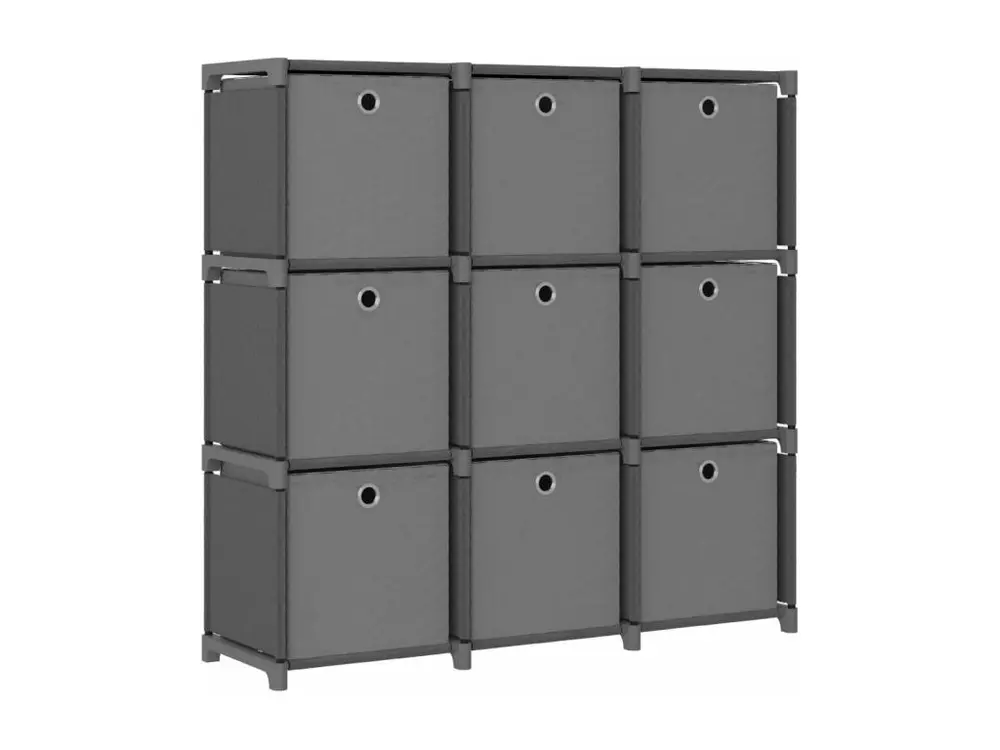 Étagère à 9 cubes avec boîtes Gris 103x30x107,5 cm Tissu