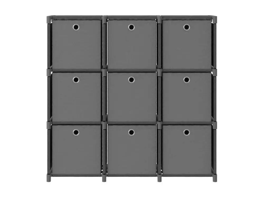 Étagère à 9 cubes avec boîtes Gris 103x30x107,5 cm Tissu