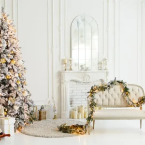 Toile de Fond Aisé de Salon avec Foyer de Noël RR8-220
