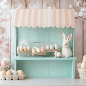 Toile de Fond Déco Pâques Magasin Œufs Lapin Floral CSH2-76