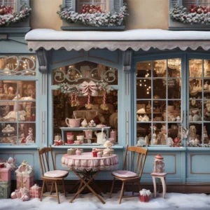 Toile de fond de Magasin de Cadeaux avec Neige de Noël RR7-839