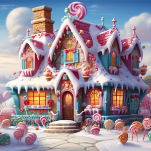 Toile de fond de Maison en Bonbons avec Merveille de Noël RR7-832