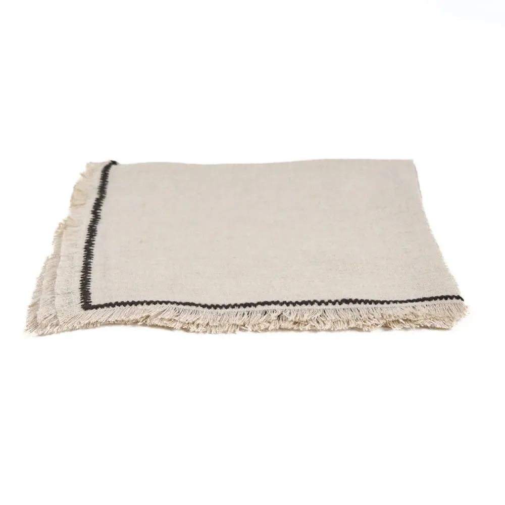 Tuscany Napkin - Natural Noir jais - 45x45