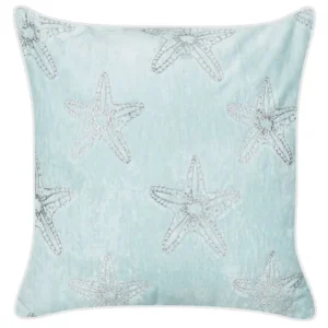 Velours Cushion Starfish Motif 45 x 45 cm Blue CERAMIUM