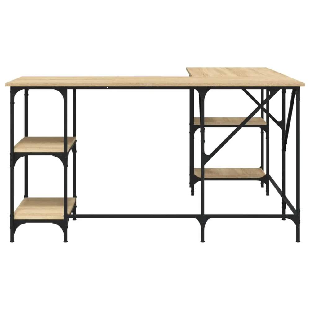 Bureau table poste de travail meuble d'ordinateur informatique étude chêne sonoma 139 x 139 x 75 cm bois d'ingénierie brun...