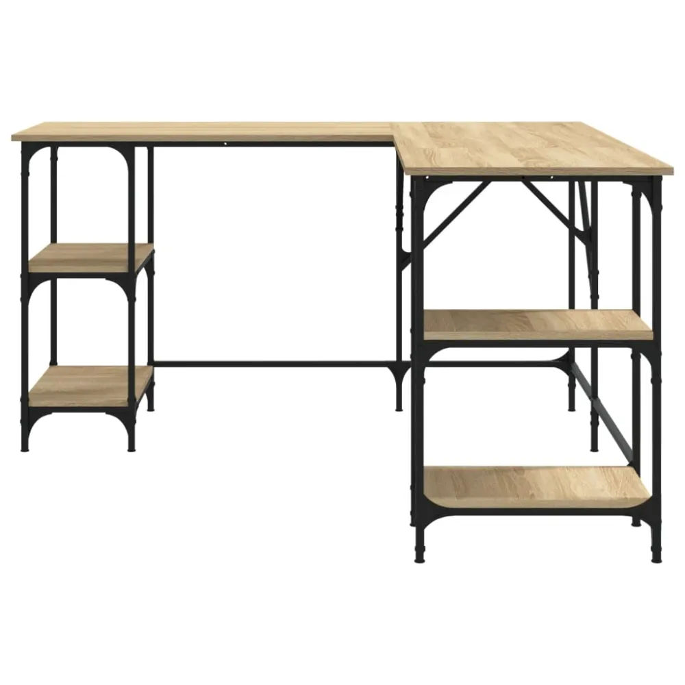 Bureau table poste de travail meuble d'ordinateur informatique étude chêne sonoma 139 x 139 x 75 cm bois d'ingénierie brun...