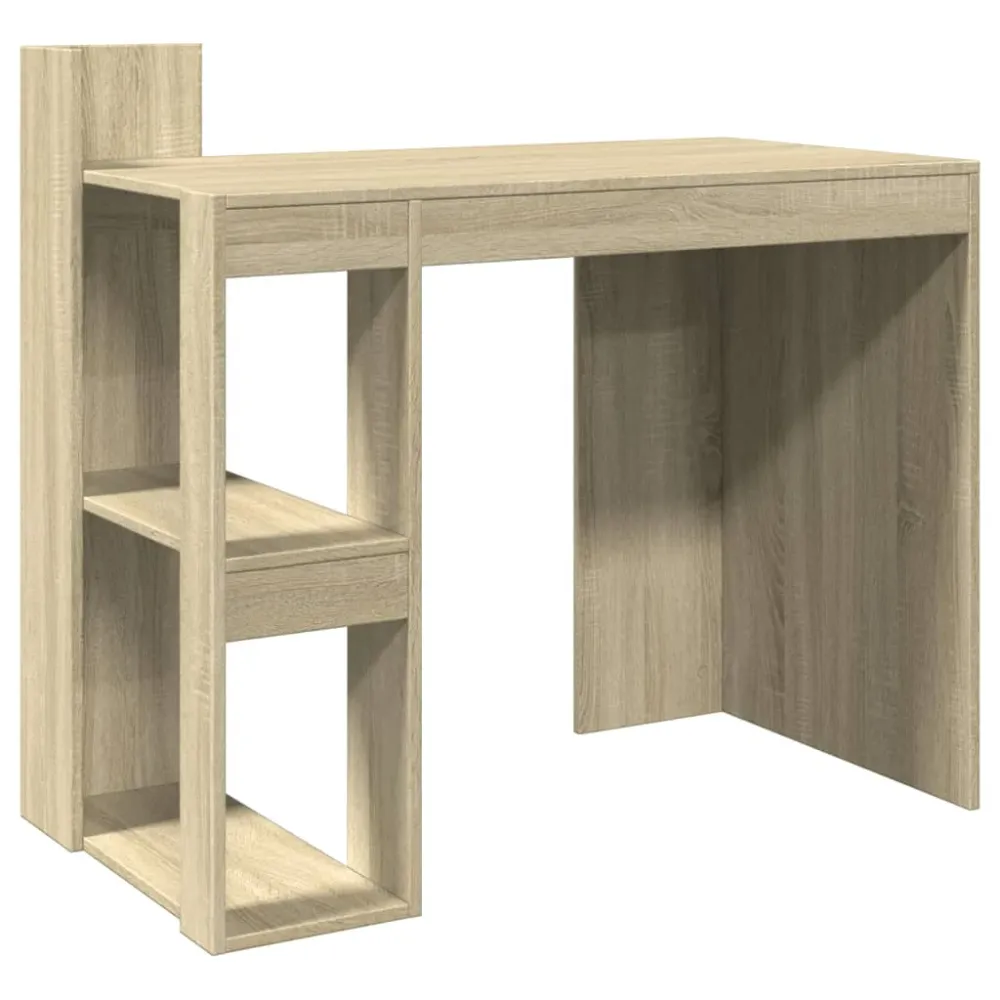 Bureau table poste de travail meuble d'ordinateur informatique étude chêne sonoma 103,5 x 56,5 x 94 cm bois d'ingénierie b...