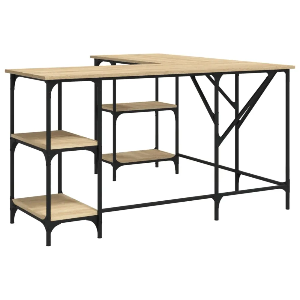 Bureau table poste de travail meuble d'ordinateur informatique étude chêne sonoma 139 x 139 x 75 cm bois d'ingénierie brun...