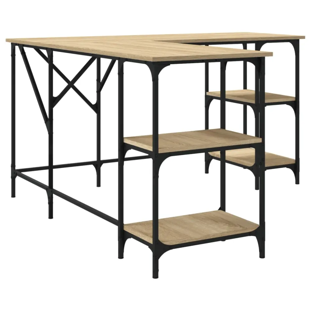 Bureau table poste de travail meuble d'ordinateur informatique étude chêne sonoma 139 x 139 x 75 cm bois d'ingénierie brun...