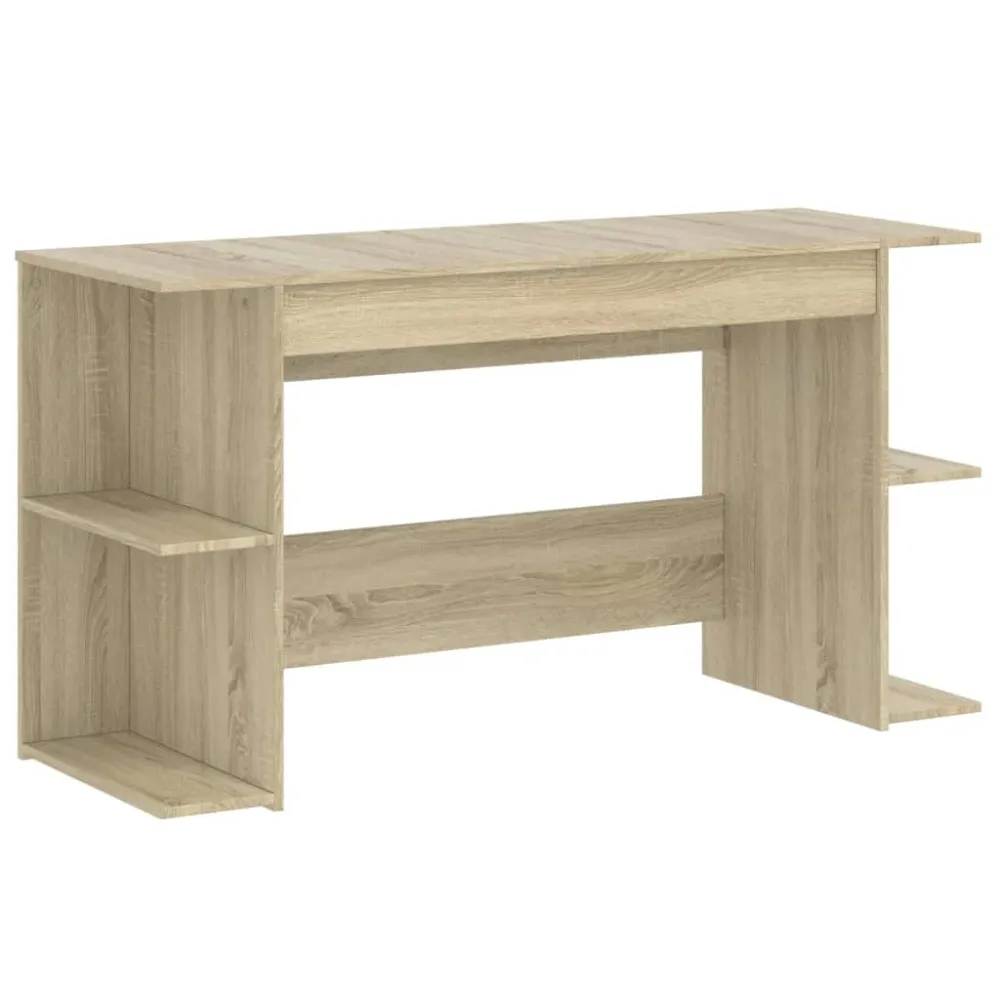 Bureau table poste de travail meuble d'ordinateur informatique étude chêne sonoma 140 x 50 x 75 cm bois d'ingénierie brun...