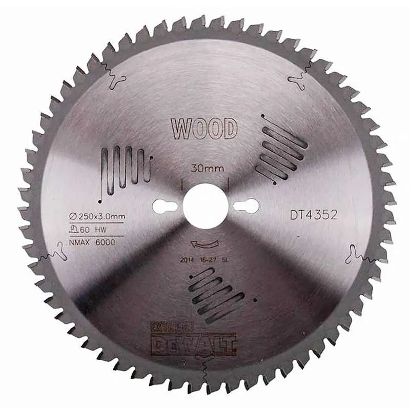 Lame pour scies stationnaires DEWALT DT4352-QZ Extreme Workshop Ø 250 X 30 mm, 60 dents Boîte de rangement incluse