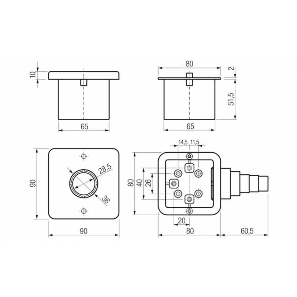 Scatola Ad Incasso Per Gomiti Flangiati 90X90 Mm pour Vendeurs en Ligne