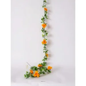 Guirlande de 8 Roses artificielles Jaune plastique L 180 cm - couleur: Jaune