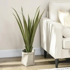 Plante artificielle agave H.90 cm 16 feuilles tronc élancé réalisme pot inclus