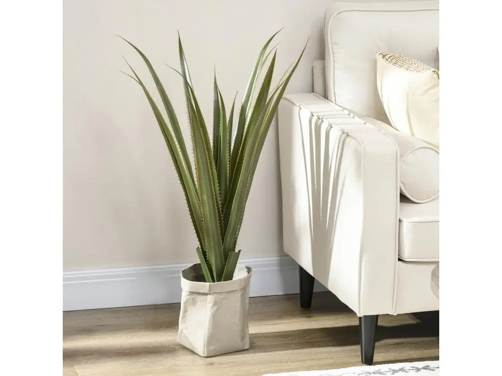 Plante artificielle agave H.90 cm 16 feuilles tronc élancé réalisme pot inclus