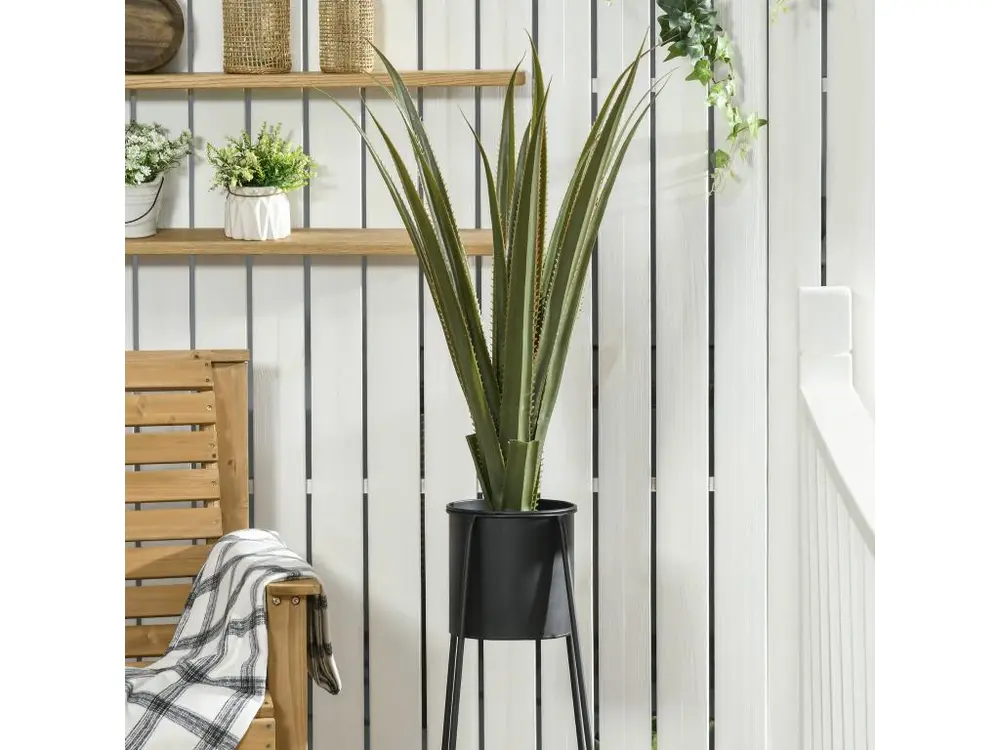Plante artificielle agave H.90 cm 16 feuilles tronc élancé réalisme pot inclus