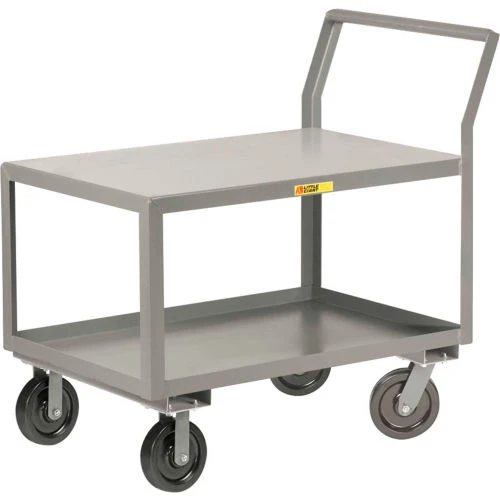 Utility Cart 2 Tray Shelves & Wheel Brakes Little Énorme Cap, 39"L x 24"W x 42"H 3600 lb GLK-2436-6PHBRK