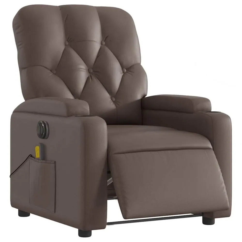 Fauteuil de relaxation TV fonction massage inclinable électrique 6 points de massage en VINYLE brun DEC027203