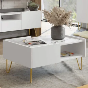 Clavier ergonomique pour Cali - table basse - effet marbre - 97 cm