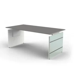 Bureau Kerkmann avec cadre latéral recouvert de verre Lugano L 1800 x P 800 x H 680-760 mm graphite 11431812 obtenir à bas...