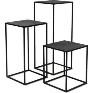 Chariot mobile Piédestal métal 40 x 40 cm H 75 cm Int. carré haut noir mat - choisissez votre hauteur: H 76 cm - couleur:...
