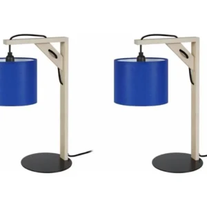 Chariot pour imprimante Pair de Lampes de chevet carré bois naturel,bleu 40 cm.