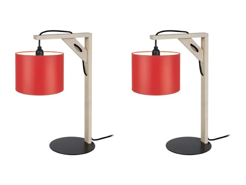 Chariot pour imprimante Pair de Lampes de chevet carré bois naturel,rouge 40 cm.