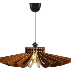 Chariot à tiroirs Suspension ajourée en MDF - Luminaire D. 68 x H. 50 cm - Marron - FARITA