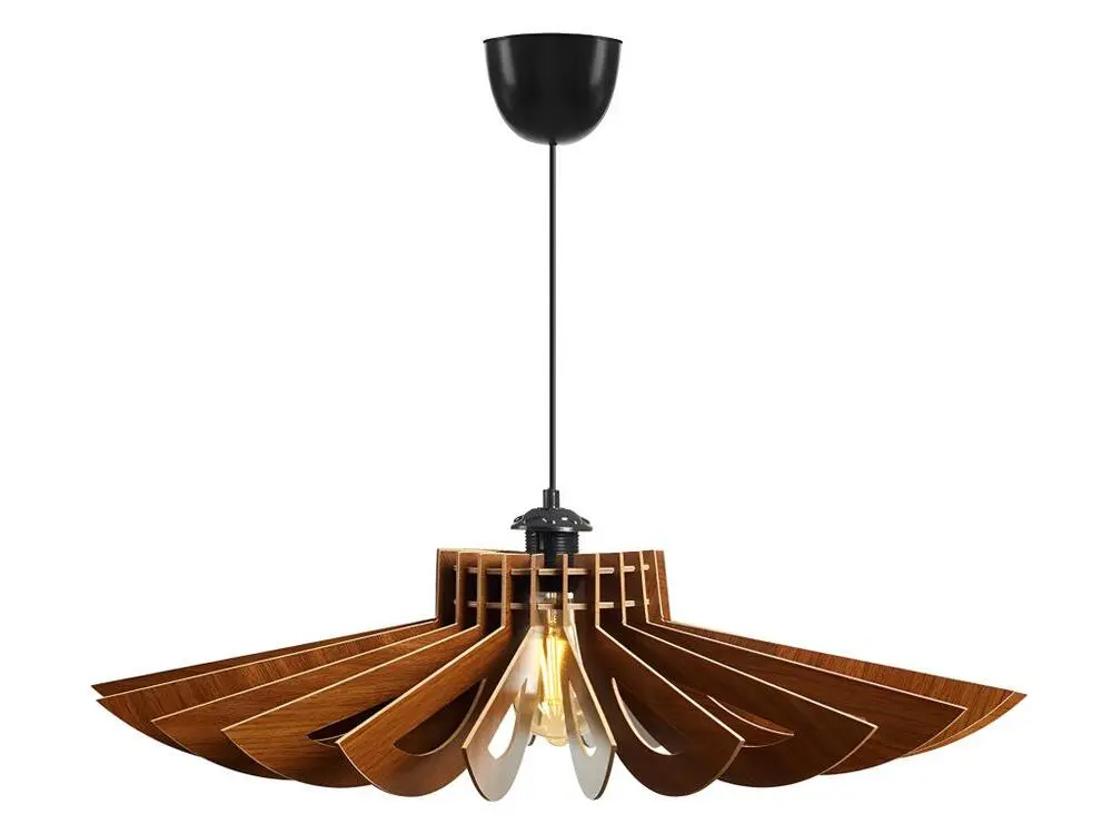 Chariot à tiroirs Suspension ajourée en MDF - Luminaire D. 68 x H. 50 cm - Marron - FARITA
