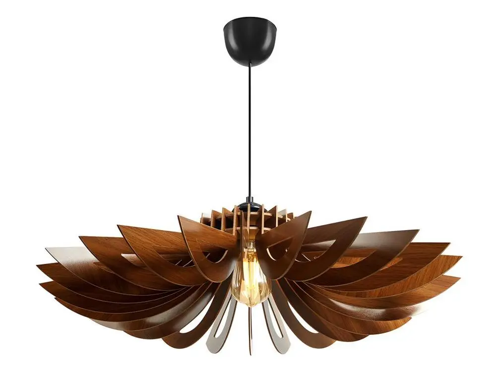 Chariot à tiroirs Suspension ajourée en MDF - Luminaire D. 68 x H. 50 cm - Marron - FARITA