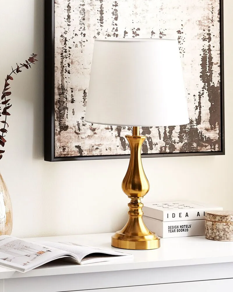 Lampe à poser dorée et blanche 63 cm HODMO avec tablette inclinable