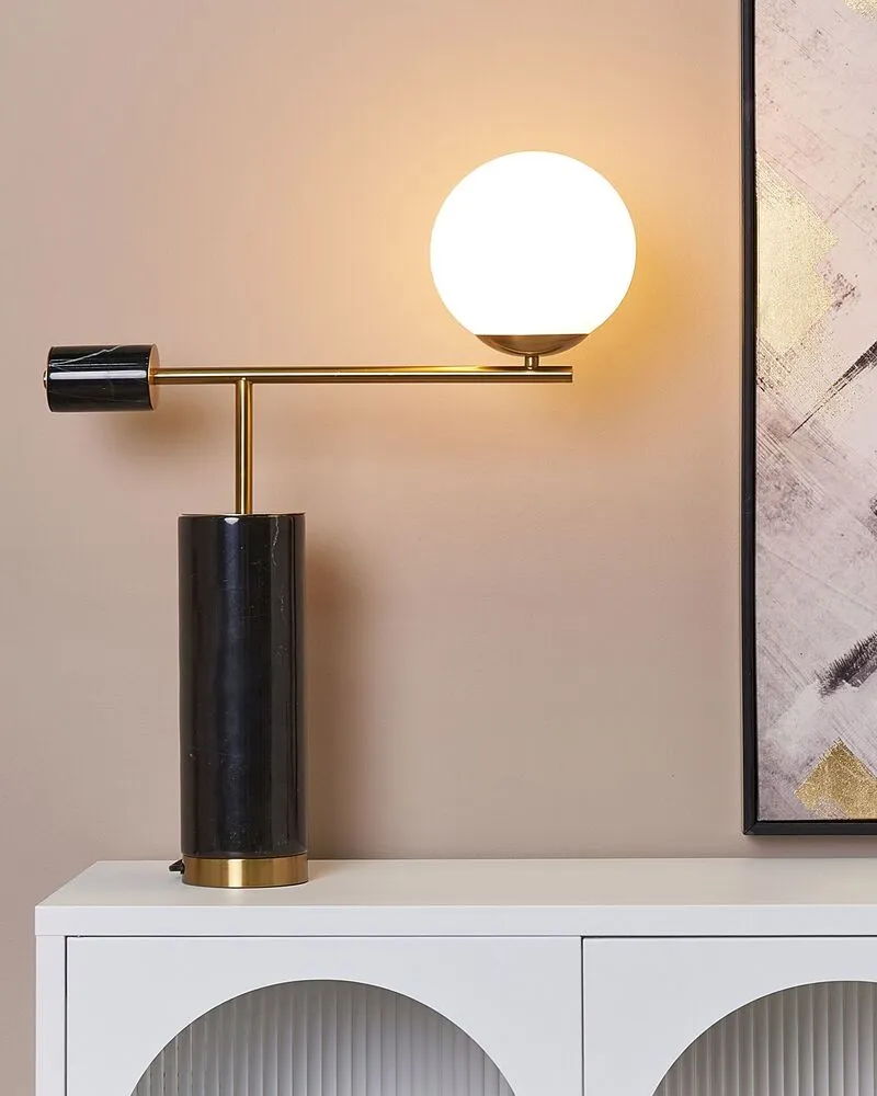 Lampe à poser en marbre noir et doré HONDO Charge max 50 kg