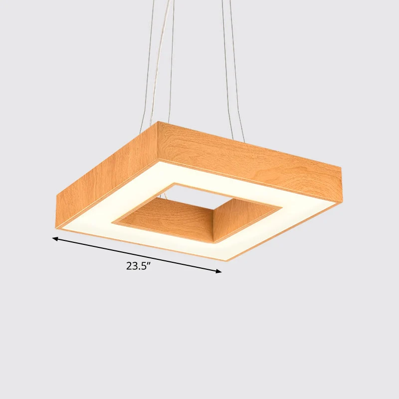 Luminaire suspendu carré en bois évident, lustre LED en métal moderniste pour le bureau en Acier et MDF