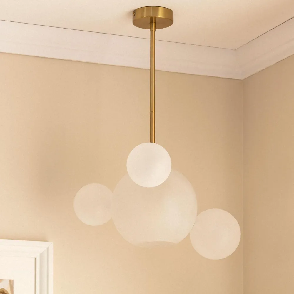Lustre composé de métal et verre avec éclairage LED Ludmila Facile à déplacer