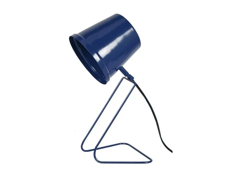 Support réglable Lampe de bureau conique bois bleu marine 38 cm.