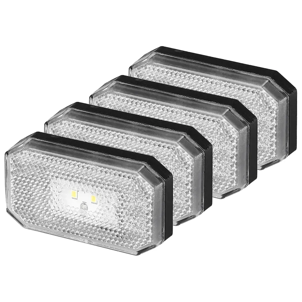 4er Set LED Seitenmarkierungsleuchte 12/24V – Weiß, 80x44 mm, wasserdicht &