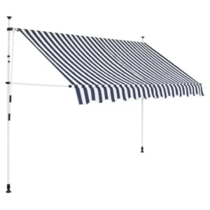 Auvent rétractableanuel 250 Rayures bleues et blanches
