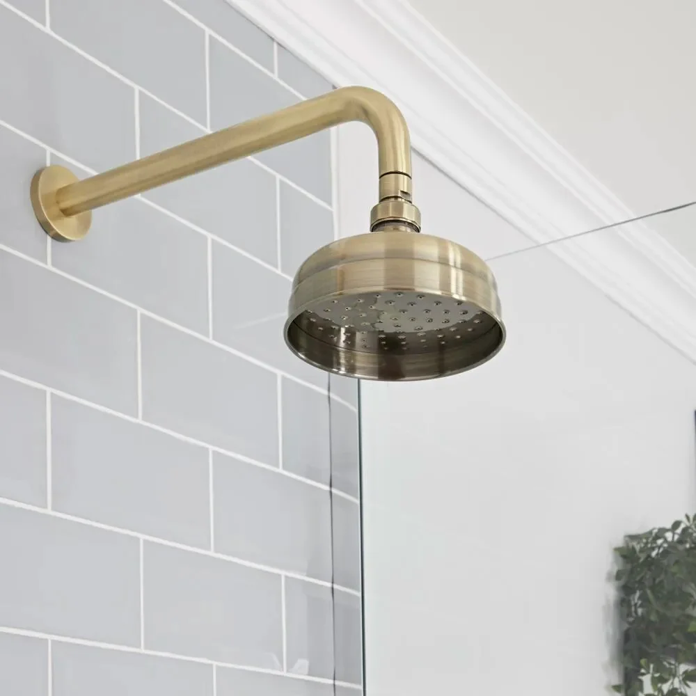 Braccio Doccia Con Soffione Ottone Bronzato 1/2" - 30 Cm- Ø 16