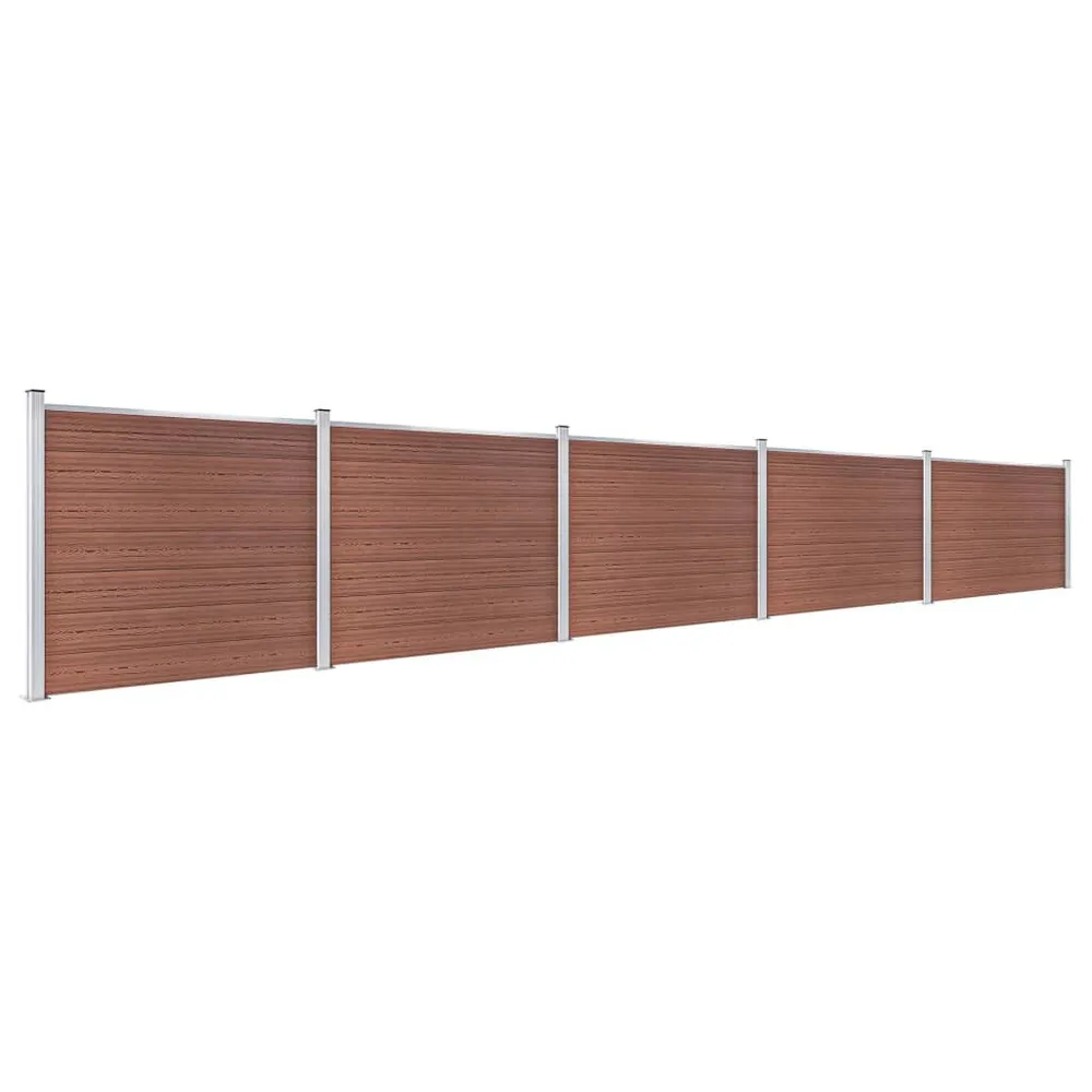 Ensemble de panneau de clôture WPC 872x146 cm Marron