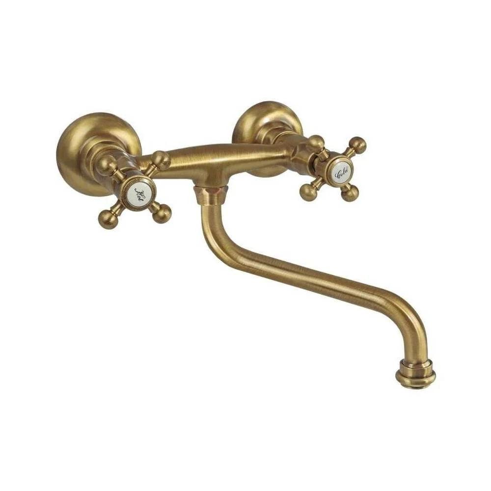 Groupe évier mural avec bec orientable en "S" série Belinda modèle FBLV161BR bronzé Paffoni