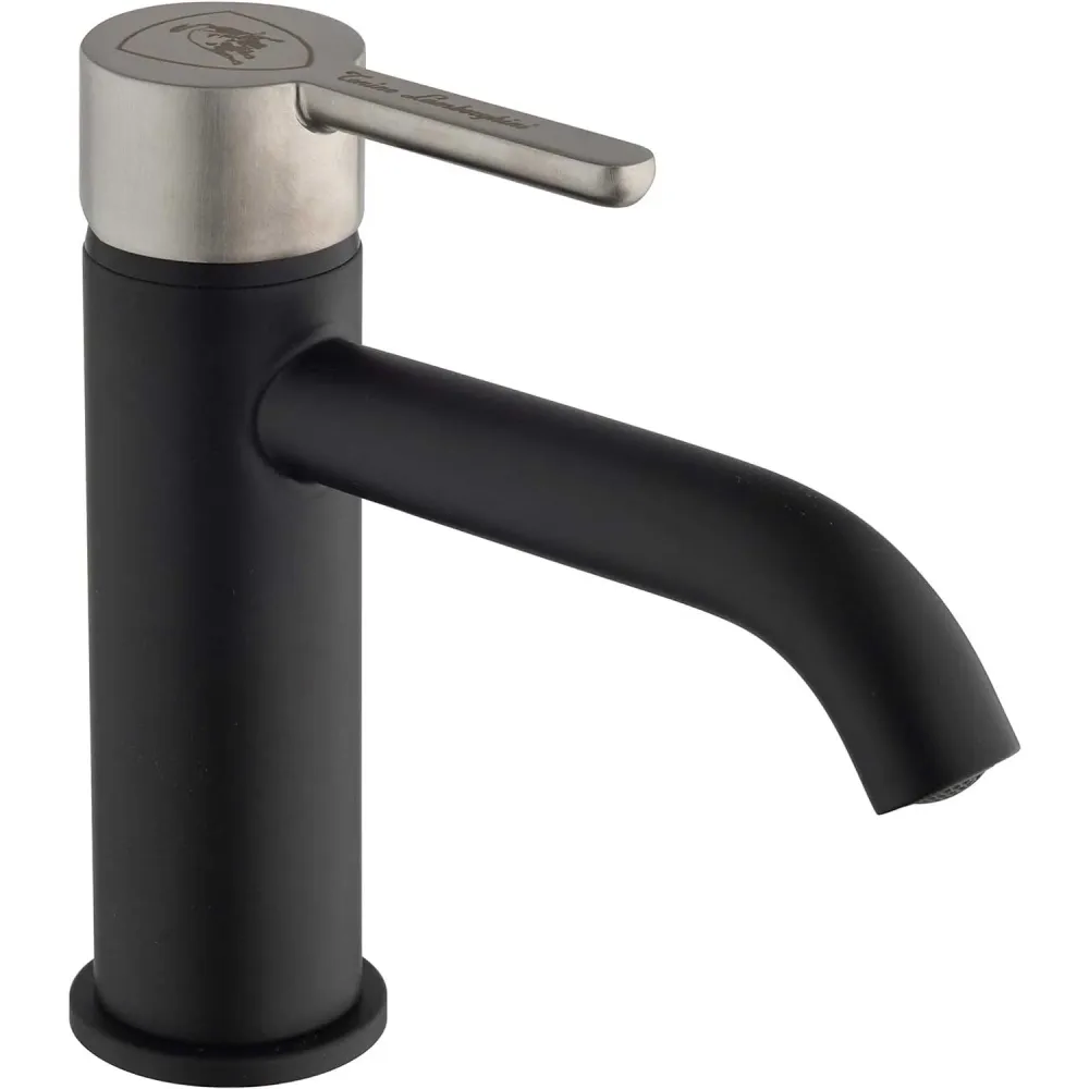 Mitigeur monocommande lavabo sans vidage noir avec poignée satinée Tonino Lamborghini collection Dark-light