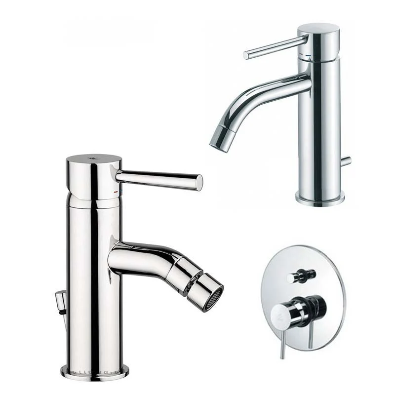 Paffoni Light mitigeur lavabo avec vidage, bidet avec vidage et douche avec déviateur