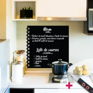 Sticker ardoise tableau noir - stickers muraux adhésif effaçable - BLOC NOTES + CRAIE LIQUIDE BLANCHE - 65x65cm
